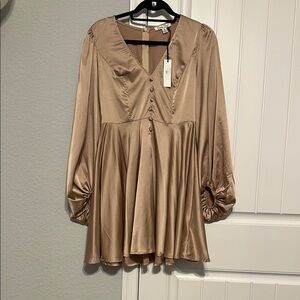 Elegant Satin Long Sleeve Dress